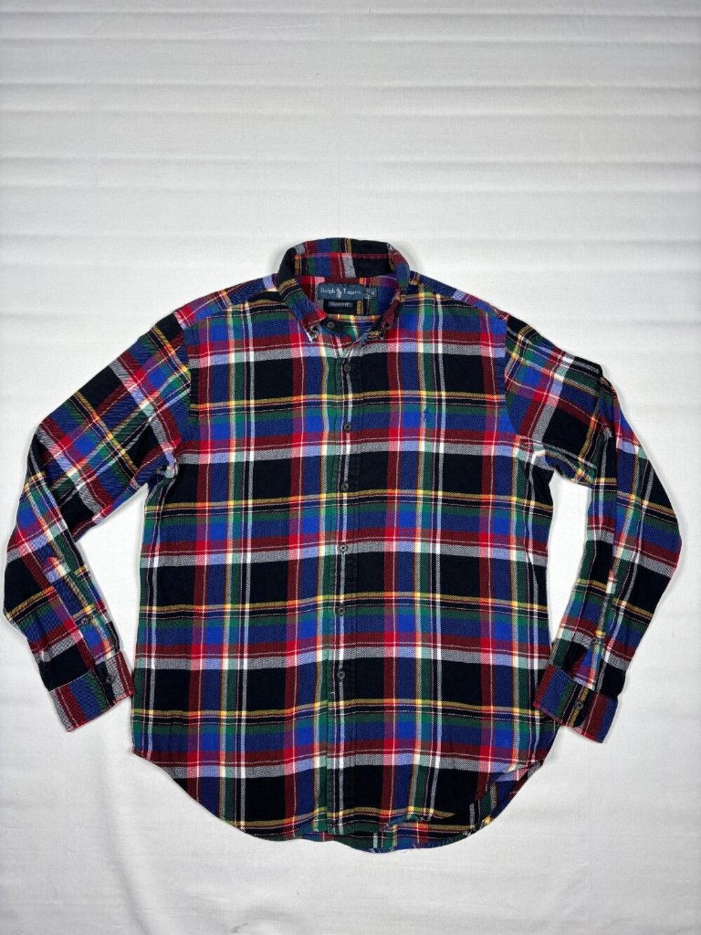 Polo Ralph Lauren Mens Plaid Flannel Shirt Multicolor Long Sleeve Custom Fit